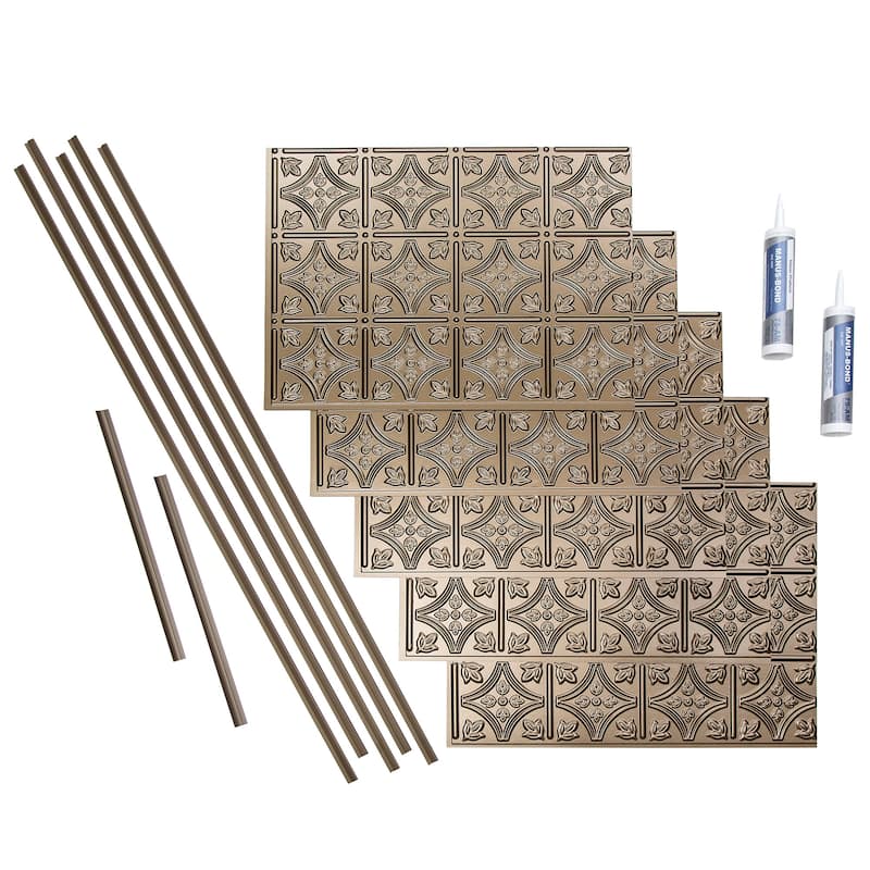 FASÄDE Traditional Style 1 Decorative Vinyl Backsplash Panel - 15 Sq Ft Kit - Argent Bronze