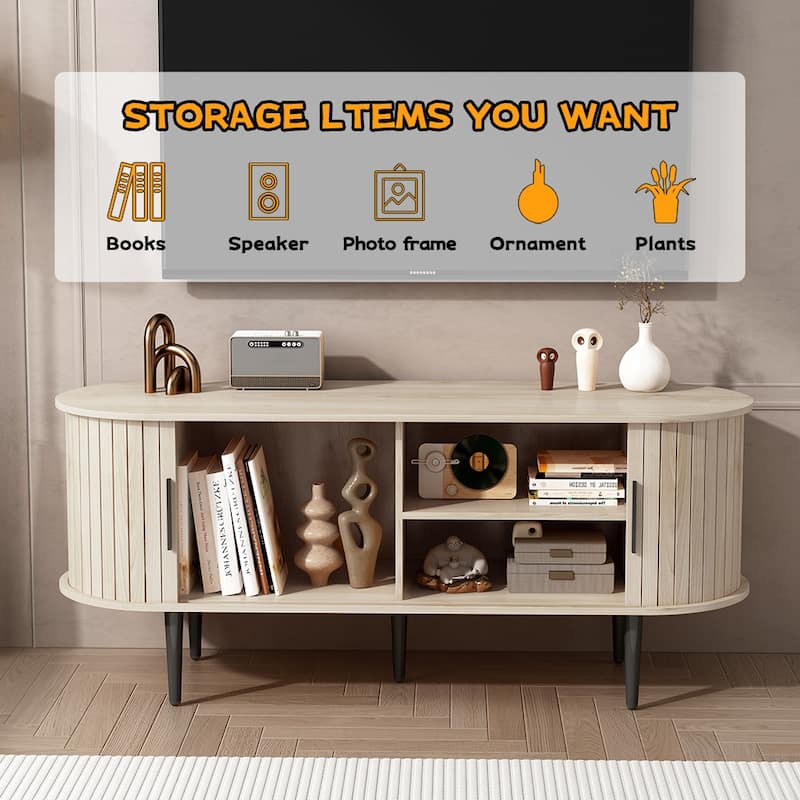 TV Stand, 47" Modern TV Console Table with Storage Compartment and Sliding Door, Gaming Entertainment Center with Cabinet
