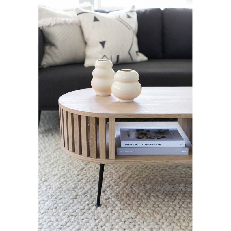NADAAL STUDIOS Jules, Coffee Table Oval Solid Oak with Steel Legs, Natural