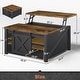preview thumbnail 44 of 51, Coffee Table Lift Top Square Center Table Barn Door Adjustable Shelves