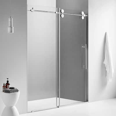 Serene Valley 60 x 74 Inch Big Roller Frameless Sliding Shower Door, Chrome - 160