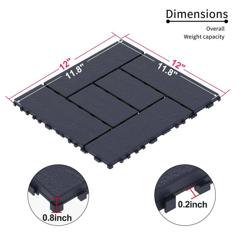 44 Pack 11.8"x11.8" Interlocking Wood-Plastic Composite Deck Tiles for Patio Balcony Pool Use