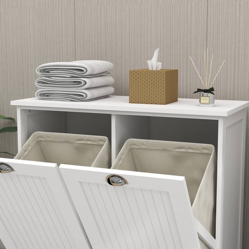 Two-Compartment Tilt-Out Laundry Sorter Cabinet