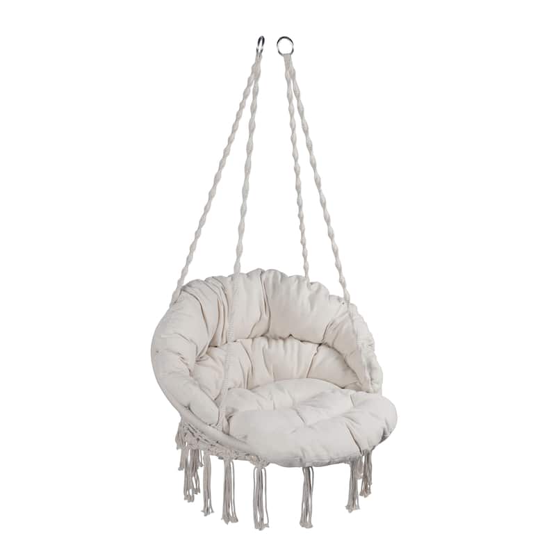 Swing Chair for Indoor and Outdoor with Cushion Max 330 Lbs - N/A - Beige