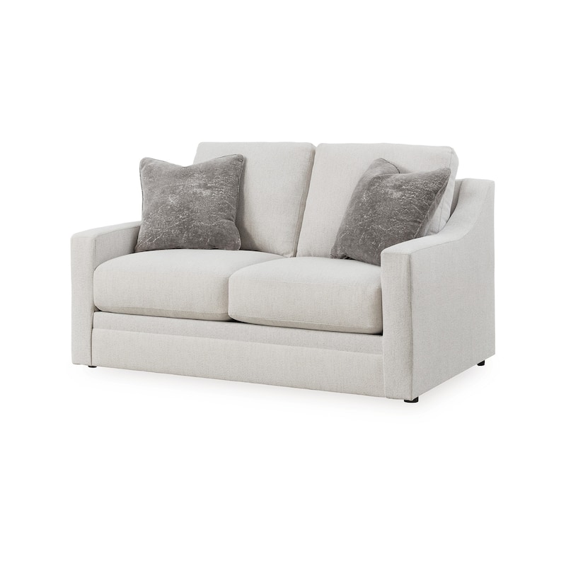 Maite Loveseat, Modern Chalk Gray Polyester, 2 Throw Pillows, 62 Inch
