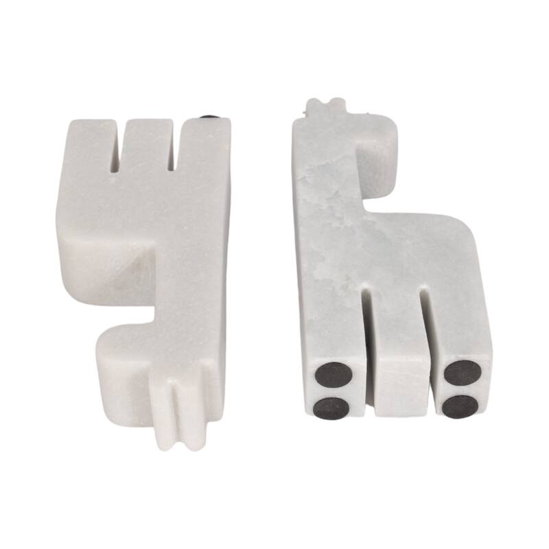 Decorative Marble Giraffe Bookends - Home Decor- Set of 2, 7", White - 7.0"