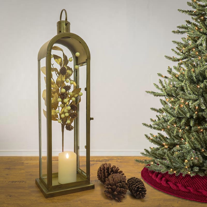 National Tree Company 28 in. HGTV Home Collection Arched Candle Lantern, Christmas Themed Home Decor, Large, Antique Bronze