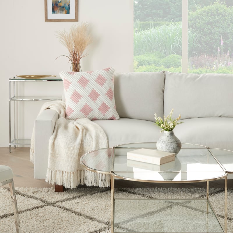 Mina Victory Life Styles Textured Geometric Woven Diamonds Throw Pillow 20" x 20"