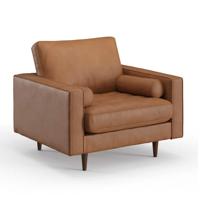 Bloomfield Upholstered Vegan Leather Arm Chair - Saddle