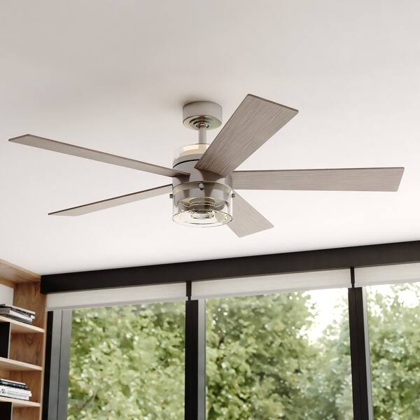 slide 2 of 16, Ashford 52 in. Brushed Nickel Ceiling Fan with Reversible Black-Weathered Gray Blades, Dimmable LED Up-Down Light Kit and Remote