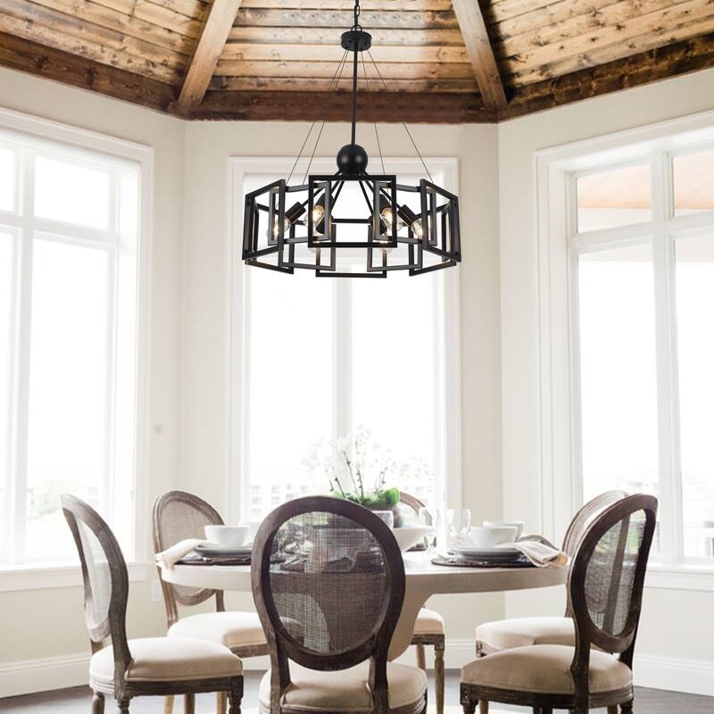 6-Light Rustic Geometric Chandelier for Kitchen Island with no bulbs included