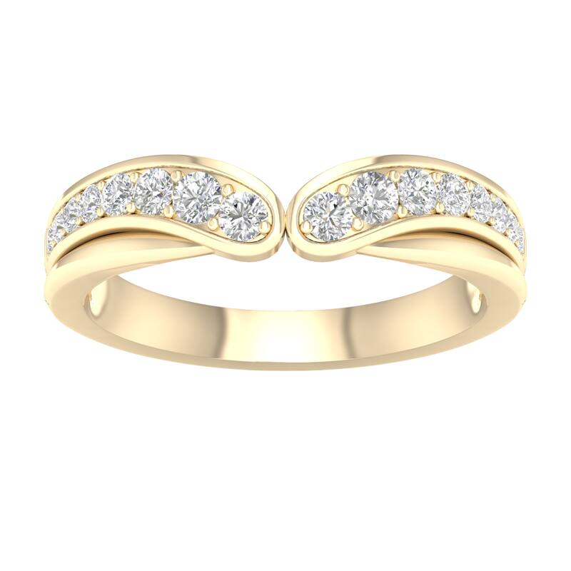 1/3ct TDW Diamond Contour Wedding Band in 10k Gold by De Couer - 9 - Yellow