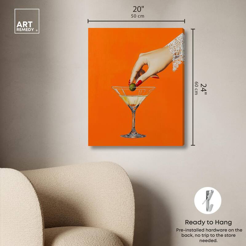 Orange Zest Martini Canvas by Art Remedy, Gallery Wrapped