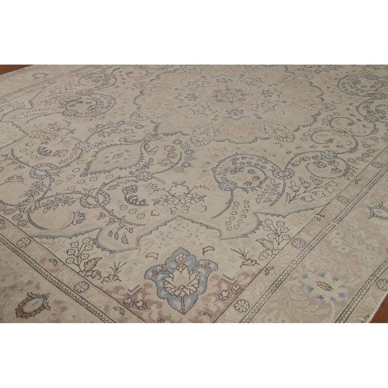 Traditional Floral Tabriz Persian Rug Hand-Knotted Wool Carpet - 9'4"x 13'1"