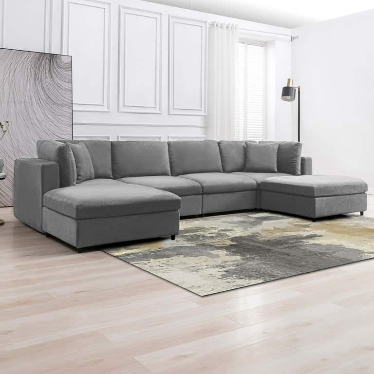 Mixoy Modern Convertible Sectional Sofa,L/U Shaped Corner Sleeper Sofa Couch,Modular Sectional Couches