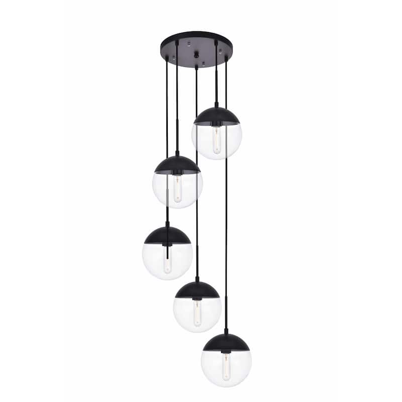Elegant Lighting Eclipse 5 Light 18" Wide Multi Light Pendant with - Black