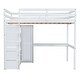 preview thumbnail 10 of 28, Full Size Loft Bed with Built-in Wardrobe and Storage Shelves, Solid Wood Loft Bedframe with Bulit-in Desk and 2 Storage Drawers