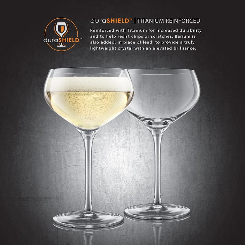 Final Touch Set of 2 Coupe Lead Free Crystal Glasses - 10 oz