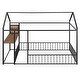 preview thumbnail 3 of 17, Black Full Size Metal Bed with Desk, House Bed Frame with Shelves and USB Ports