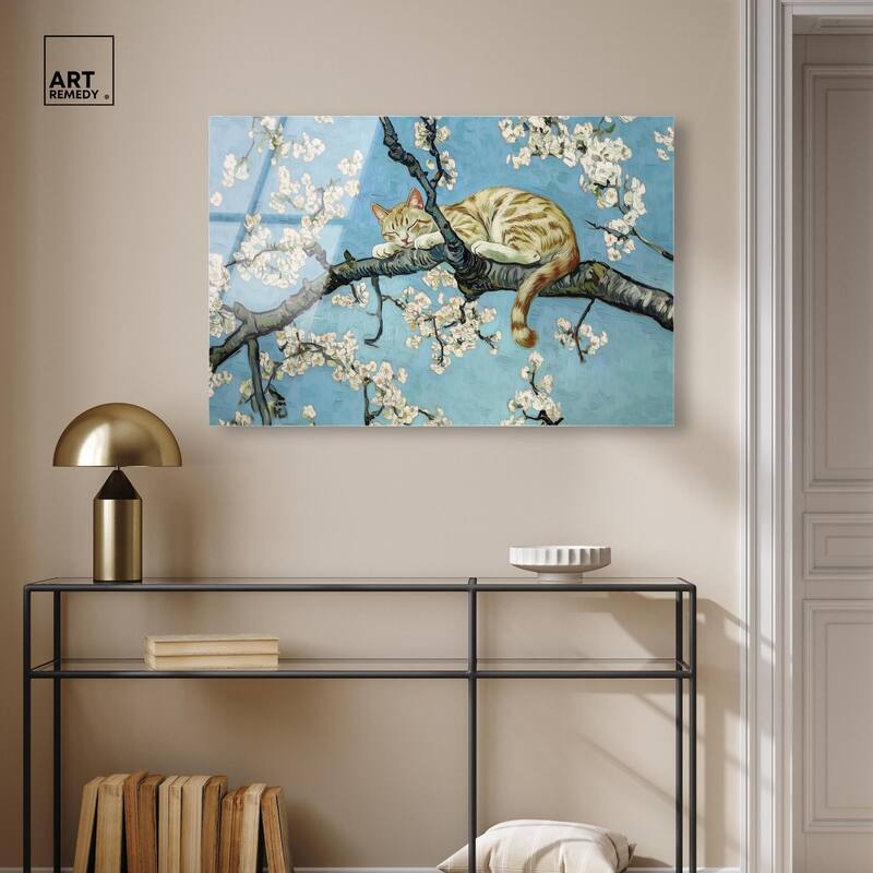 Autumn Blossom Kitten Acrylic by Art Remedy, Ready to Hang