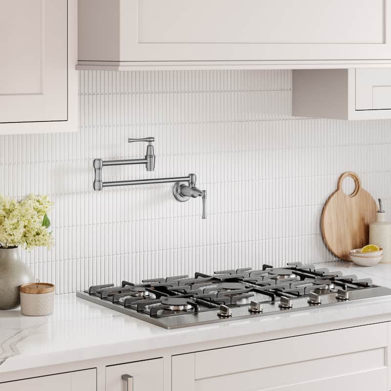 KRAUS Allyn Wall Mount Pot Filler Kitchen Faucet with Retractable Arm