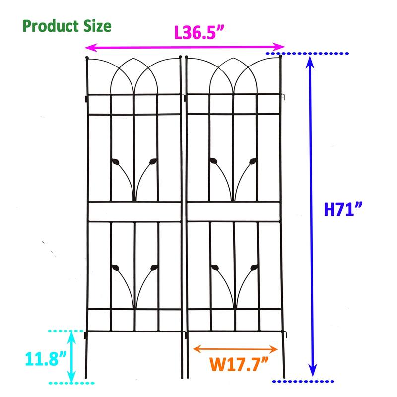 2 Pack Metal Garden Trellis 71" x 17.7" Rustproof Trellis for Climbing Plants Outdoor Flower Support
