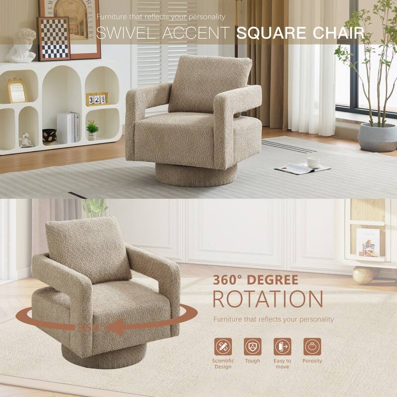 360 Degree Swivel Accent Chair with Open Back for Living Room