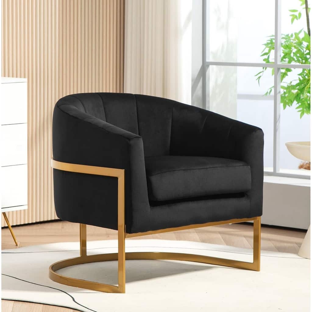 Modern Accent Armchair Luxury Gold Frame and Multi-colored Velvet Material Infuse Elegant Flair