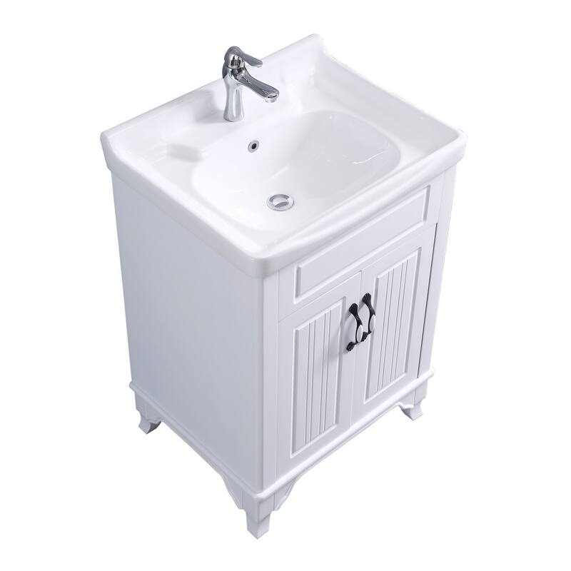 30" Adeline White Bathroom Vanity with Sink, Faucet, Drain and Overflow
