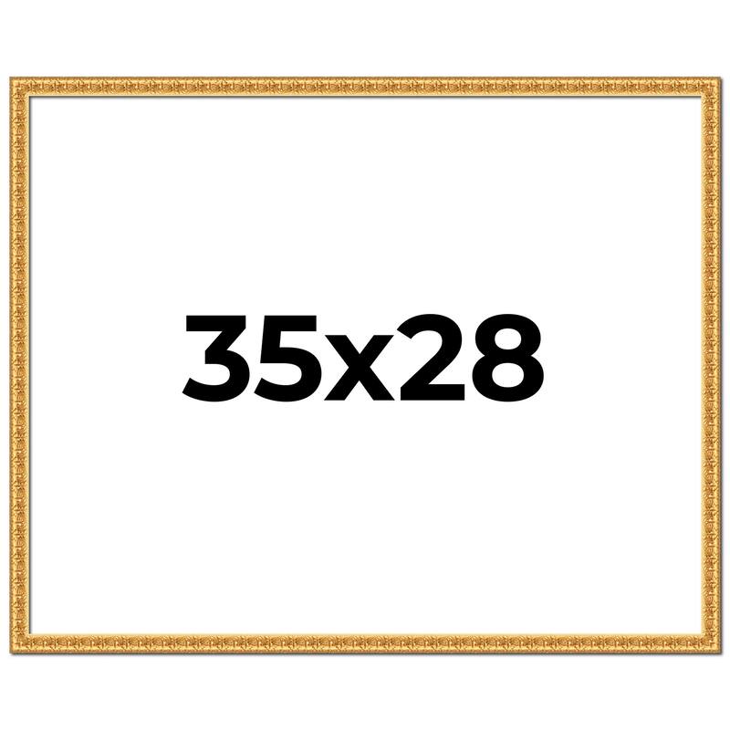 35x28 Frame Gold Real Wood Picture Frame Width 1 inches | Interior