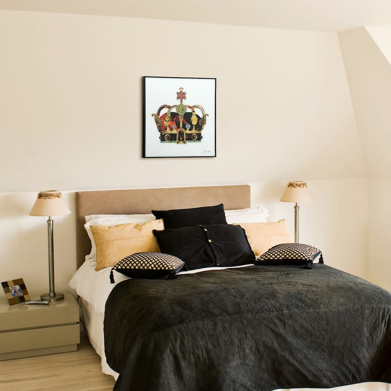 "Crown" Printed Glass Wall Art with Black Anodized Aluminum Frame