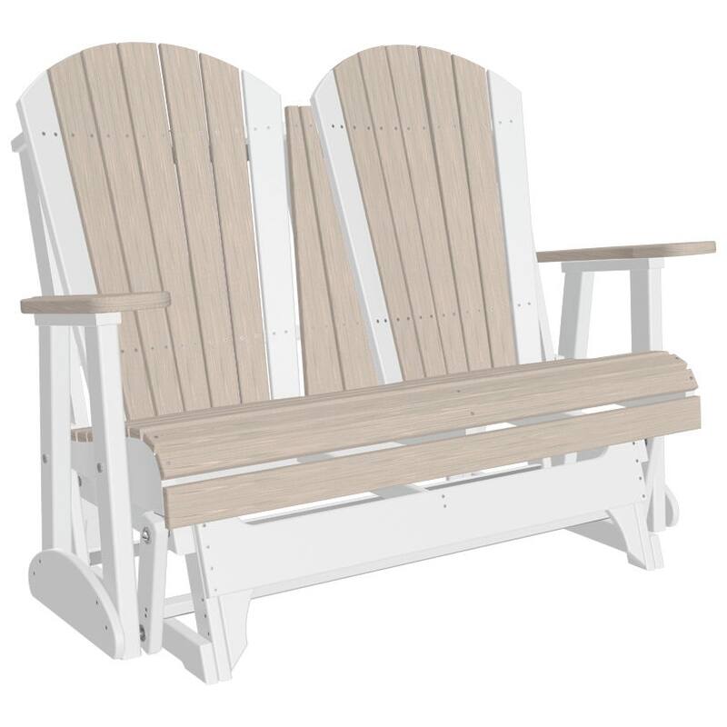 Poly Lumber Adirondack Glider - 4' - Birch Woodgrain & White
