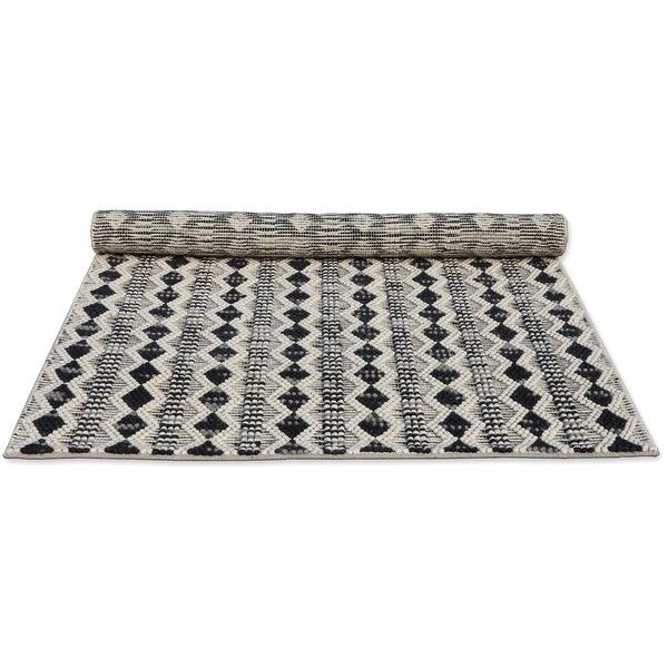 Hand Woven Black & White Diamond Patterned Wool Rug by Tufty Home Bed