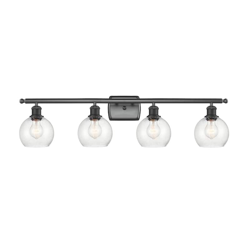 Innovations Lighting Athens - 4 Light 36" Bath Vanity Light - 6" Shade - Matte Black Finish/Seedy