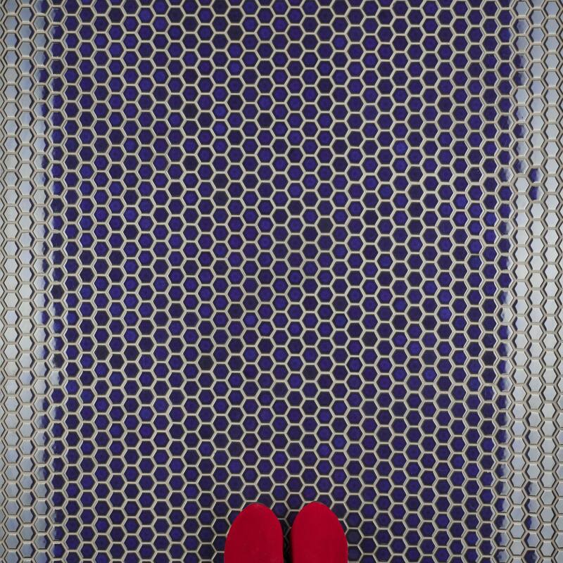 Merola Tile Tribeca 1" Hex Glossy Cobalt 10-1/4" x 11-7/8" Porcelain Mosaic Floor and Wall Tile