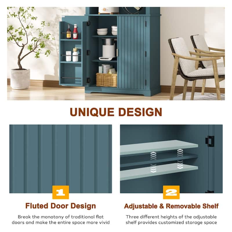 VEIKOUS Kitchen Pantry Cabinet with Anti-Drop Bars & Magnetic Doors, Water-Resistant Design for Organized Kitchen Appliances