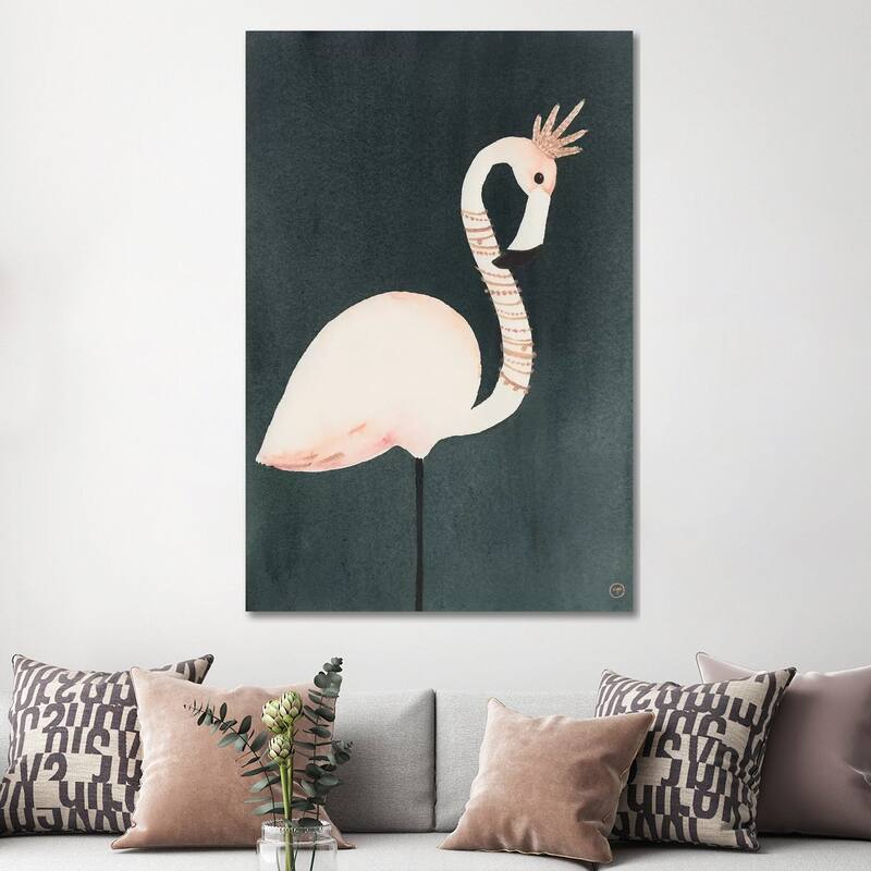 iCanvas "Flamingo And Crown" by CreatingTaryn Canvas Print