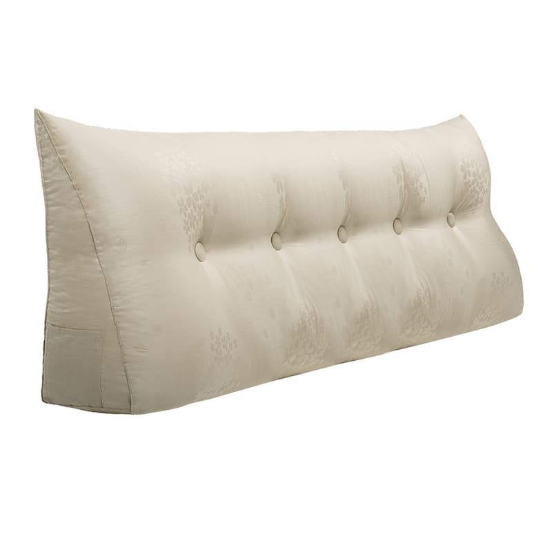WOWMAX Bed Rest Wedge Reading Pillow Headboard Back Support Cushion - Queen - Beige