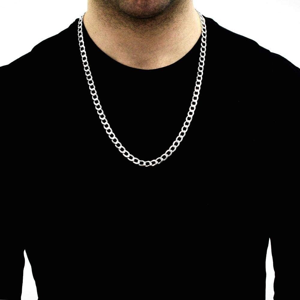 15mm Solid 925 Sterling Silver Polished and Diamond-Cut Link Necklace Chain 15mm Solid 925 Sterling Silver Polished and Diamond-Cut Link Necklace Chain