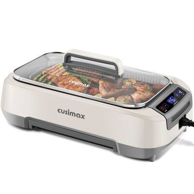 Smokeless Indoor Electric Grill 1500W Korean BBQ Grill with LED Smart Display & Tempered Glass Lid, Non-stick Removable Plate