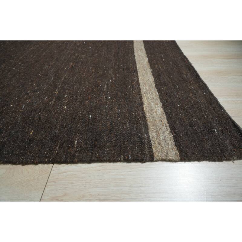 Home Decor Transform Your Space with a Brown Hand-Woven Wool Rug Contemporary Natural Flat Rug for Modern Interiors Stylish