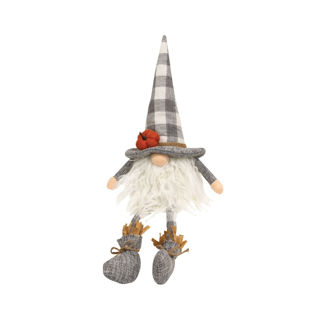Buffalo Check Pumpkin Dangle Leg Gnome