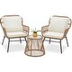 preview thumbnail 54 of 52, EROMMY 3-Piece Patio Conversation Set with Glass Table & 2 Armchairs, Seat Cushions