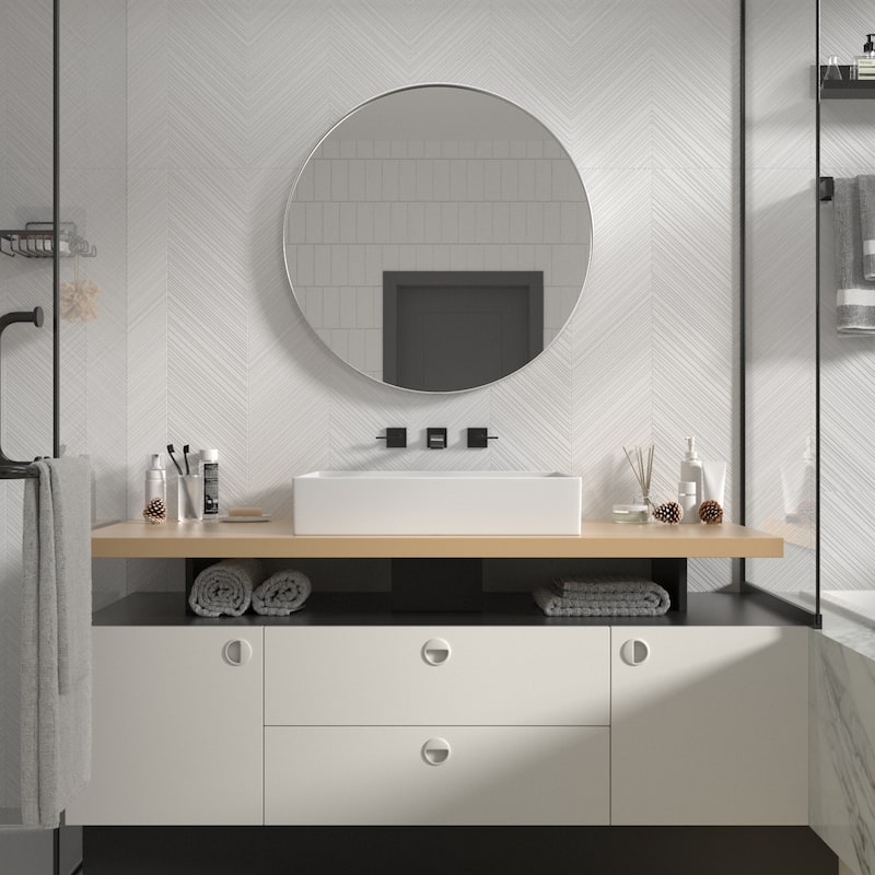 Modern Wall Mirrors, Round Mirror with Metal Framed, Bathroom Mirror with Round Corner Vanity Mirror Accent Mirror