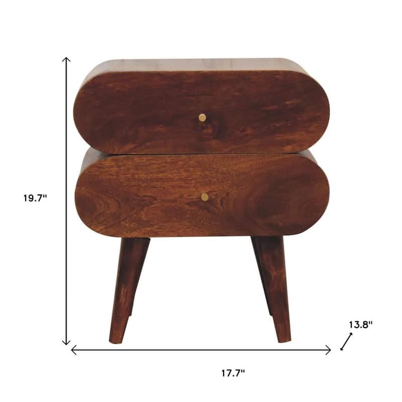 HomeRoots 20" Chestnut Solid Wood Two Drawer Nightstand