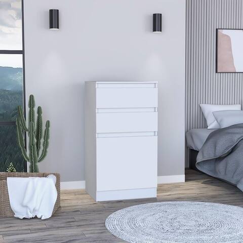 Dresser with Flip Top Mirror,2 Drawers and Single Door-Cabinet