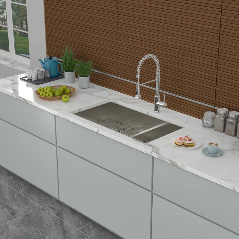 Undermount Double Bowl(60/40) Kitchen Sink 16 Gauge with Two 10" Deep Basin