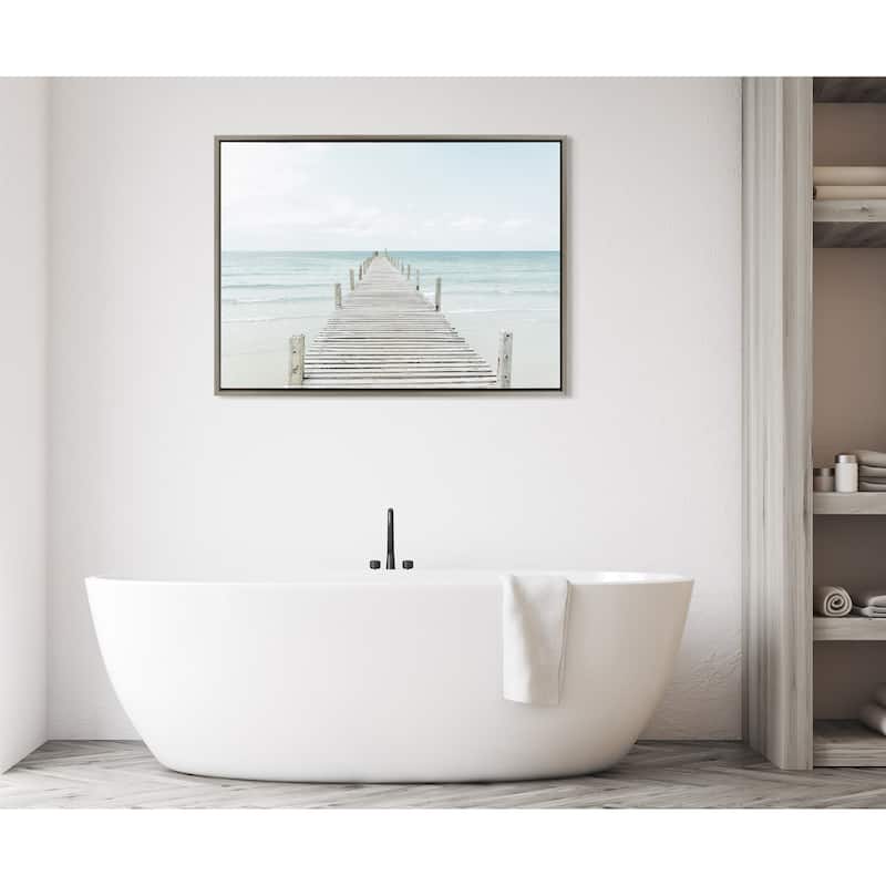 Kate and Laurel Sylvie Wooden Pier Framed Canvas by Amy Peterson