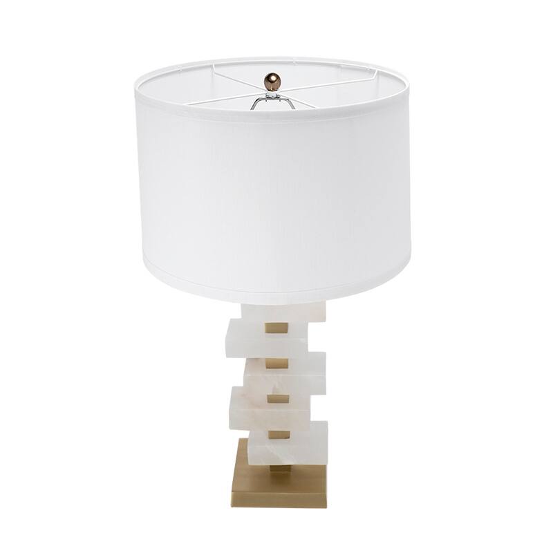 D15x26.7" White and Gold Alabaster Slab Table Lamp (Lamp Shade Assembly Required)