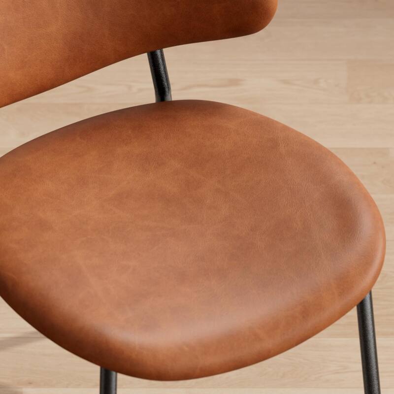 Set of 4 Mid-Century Dining Chairs - PU Leather, Curved Back